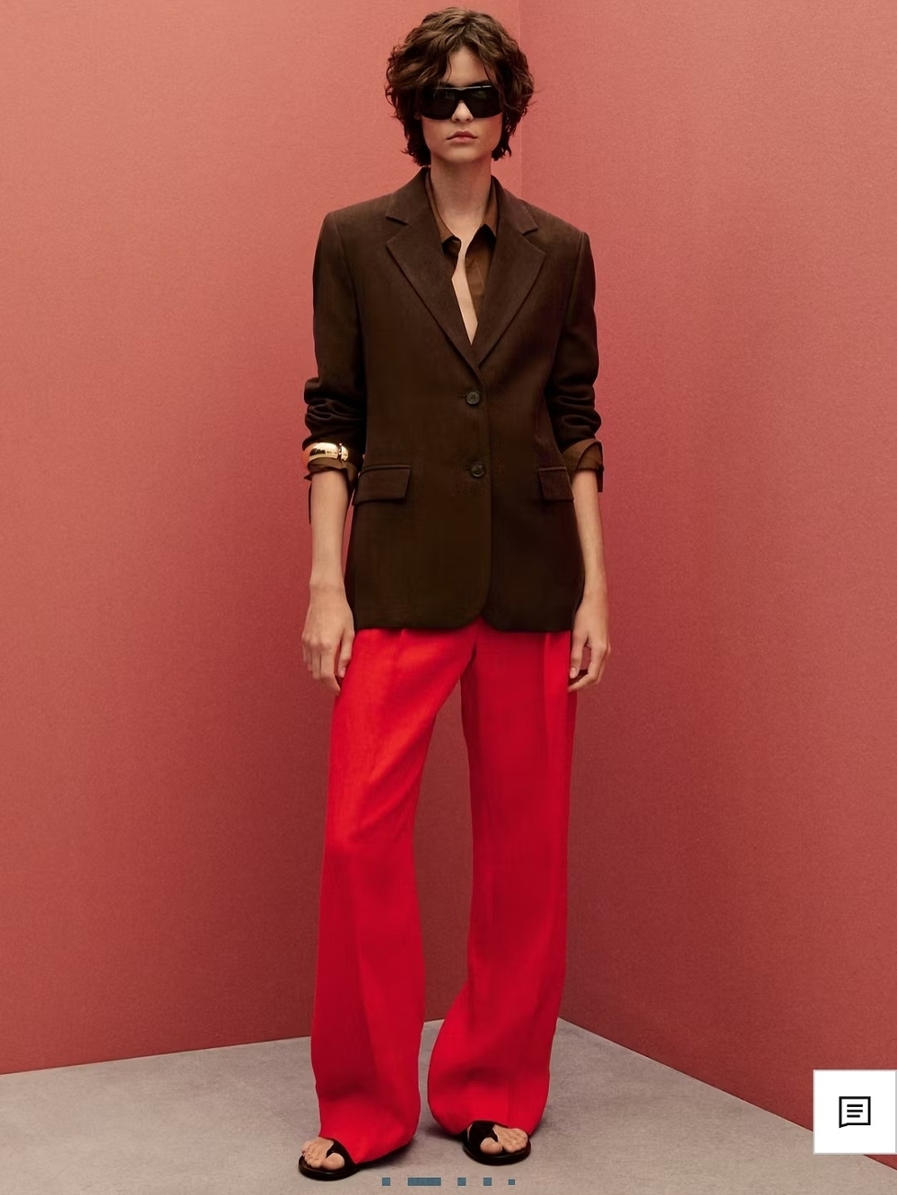 Mango Red Wide-Leg Trousers